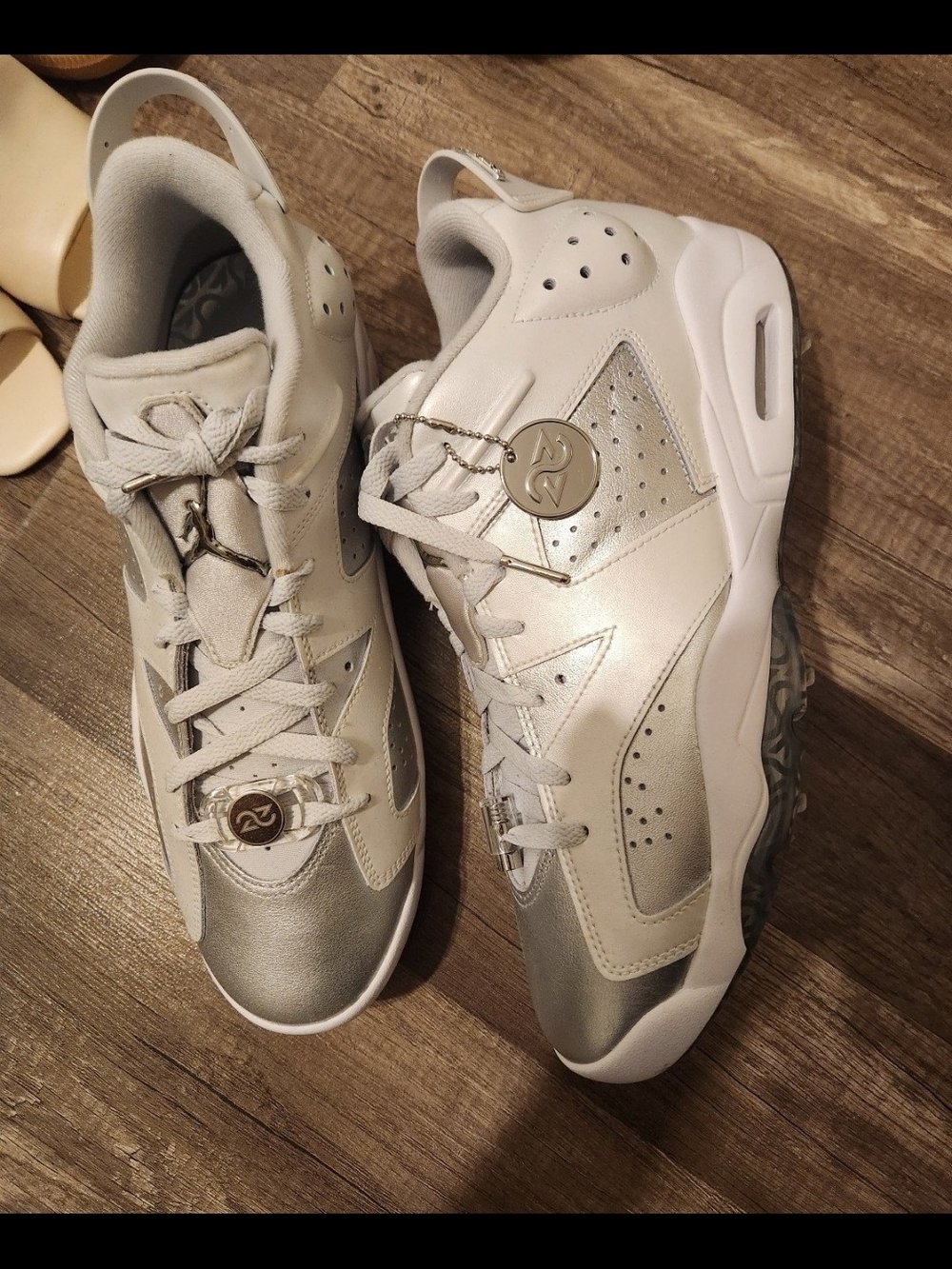 Nike Men’s Athletic Jordans — White and Silver